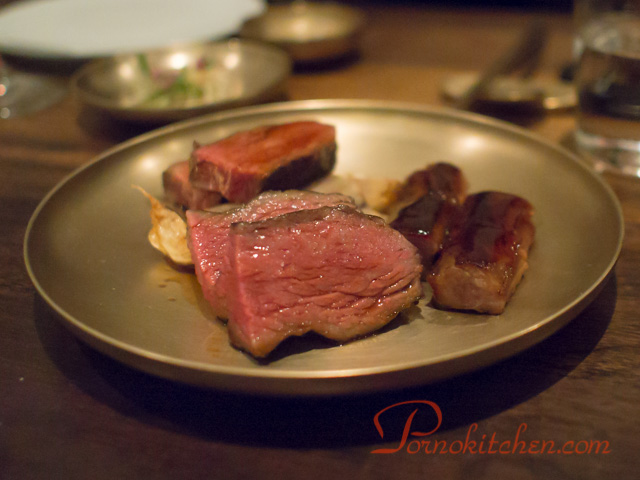 Charcoal-Grilled Beef Rib Steak with Braised Riblet
